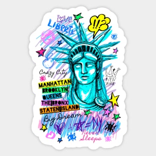 New York City, American liberty, freedom. Cool t-shirt quote trendy street art Sticker